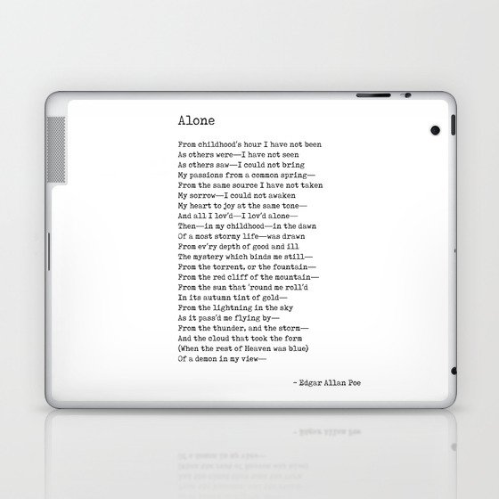 Alone - Edgar Allan Poe - Poem - Literature - Typewriter Print Laptop & iPad Skin