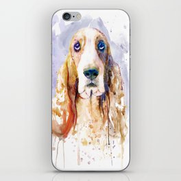 Basset Hound Dog Watercolor Portrait iPhone Skin