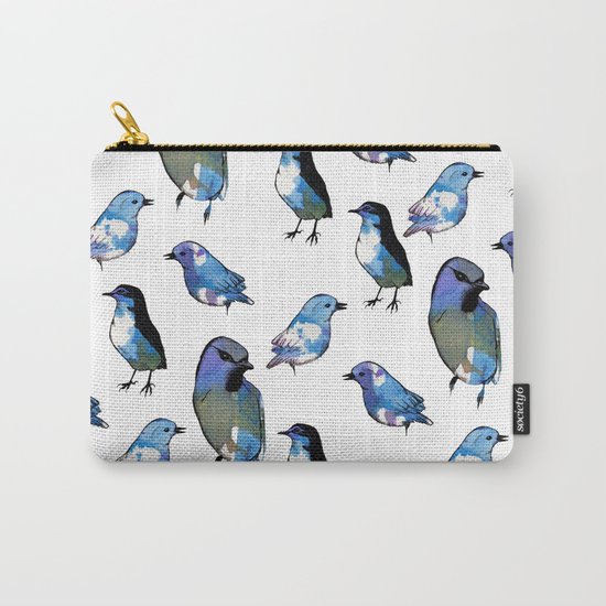 Painted Bird Repeat Pattern. Carry-All Pouch