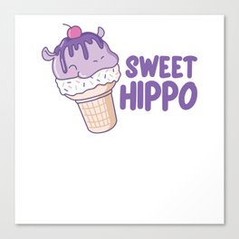 Sweet Hippo Ice Cream Cute Kawaii Aesthetic Canvas Print