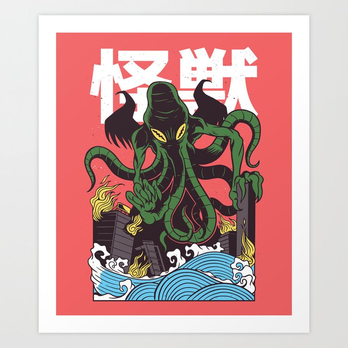 Japanese Cthulhu Art Print