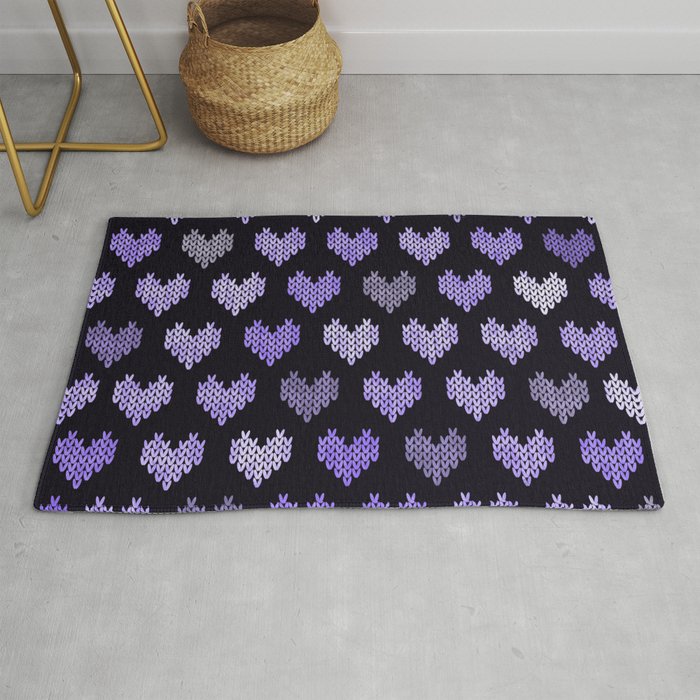Colorful Knitted Hearts V Rug