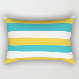 Uneven Stripes - Turquoise and Yellow Rectangular Pillow