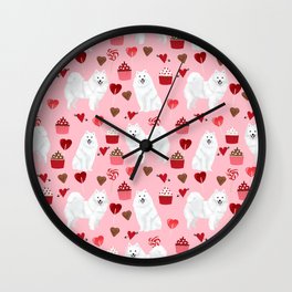Japanese Spitz cupcakes valentines day pure breed dog pattern pet gifts for dog lovers Wall Clock