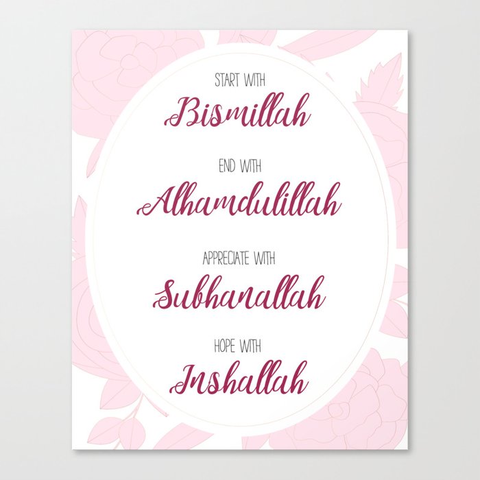 Bismillah, Allhamdulillah, Subhanalllah, Inshallah Canvas Print