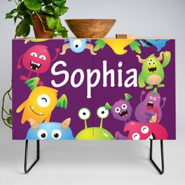 Cute & lovely monsters - Sophia (purple background) Credenza