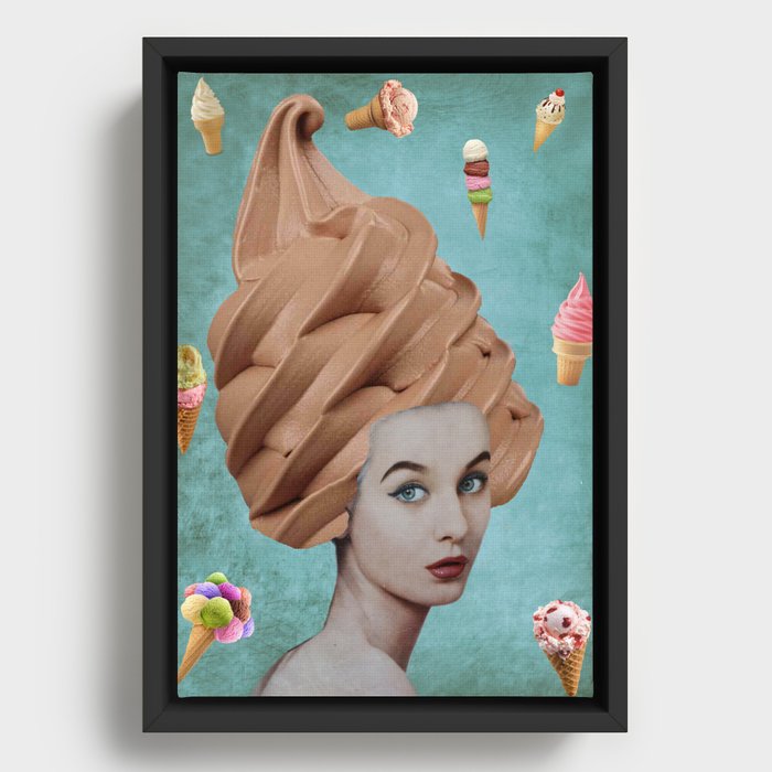 Cone Lady Collage Framed Canvas