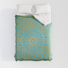 Moroccan Nights - Gold Teal Mandala Pattern 1 - Mix & Match with Simplicity of Life Duvet Cover