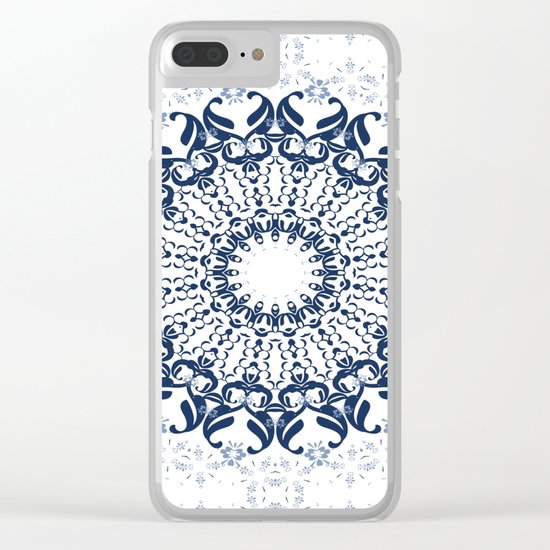 Blue ornament on a white background. Clear iPhone Case