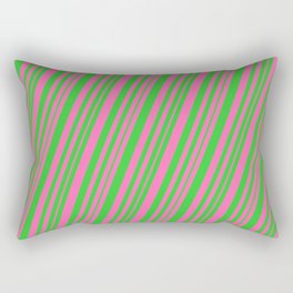 [ Thumbnail: Hot Pink & Lime Green Colored Lines/Stripes Pattern Rectangular Pillow ]