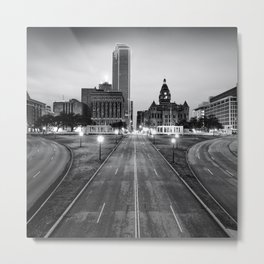 Downtown Dallas Texas Black and White Skyline 1x1 Metal Print | Photo, Squareart, Dallas, Monochromewallart, Dallasskylineprint, Monochrome, Blackandwhite, Texaswallart, 1X1, Skyline 