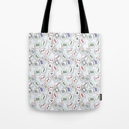 Mahjong Tiles Jumbled Across White Background With Swirls Tote Bag
