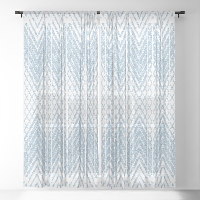 Velvety Snakeskin Pattern in Powder Blue Sheer Curtain