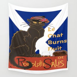 Le Chat Burns Nuit Haggis Dram Scottish Saltire Wall Tapestry