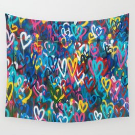 Graffiti Hearts Love (Color) Wall Tapestry