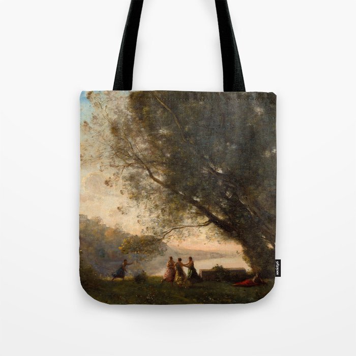  Dance under the Trees at the Edge of the Lake, 1865-1870 by Jean-Baptiste-Camille Corot Tote Bag