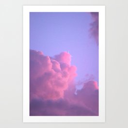something pink Art Print | Curated, Sky, Surreal, Pink, Double Exposure, Moon, Stars, Day, Color, Digital 