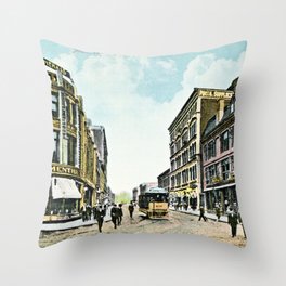 Old Montreal QC Bleury Street Throw Pillow