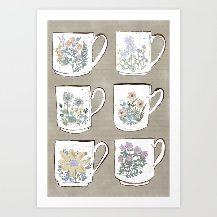 Coffee & Wildflowers Art Print