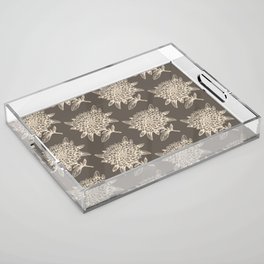 Elegant Flowers Floral Nature Brown Beige Acrylic Tray