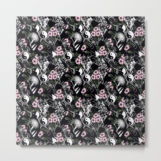 Abstract .floral black and white pattern. Metal Print