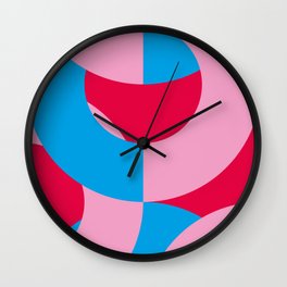 Blue and Pink circled chains, in a red Backgrounded Prison. Wall Clock