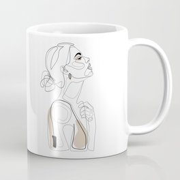 Beige Beauty Coffee Mug | Hairstyle, Contour Drawing, Makeup, Line Drawing, Beigebeauty, Beige, Profile, Messy, Beauty, Girl 