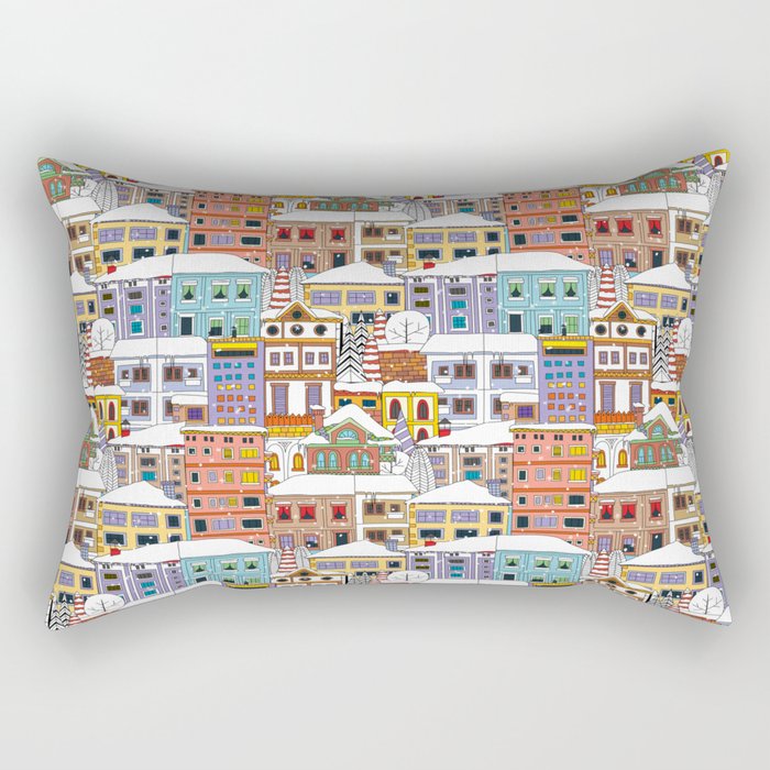 Winter town pattern Rectangular Pillow