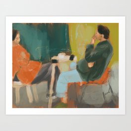 Abstract Couple at Street Cafe Art Print