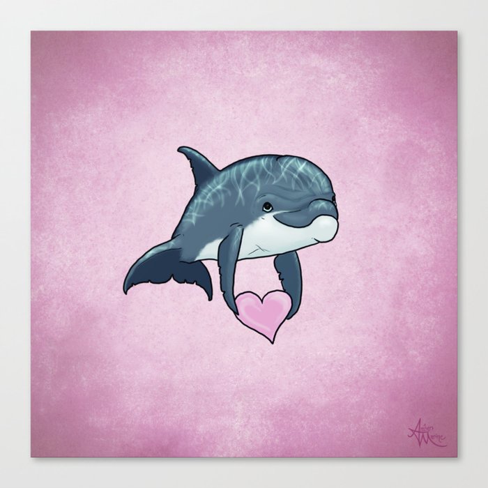 Love Ya! ~ Baby Dolphin by Amber Marine ~ Pink ~ (Copyright 2014) Canvas Print