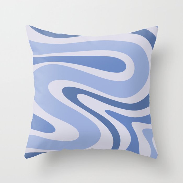 Retro Swirls Periwinkle Blue Abstract Throw Pillow