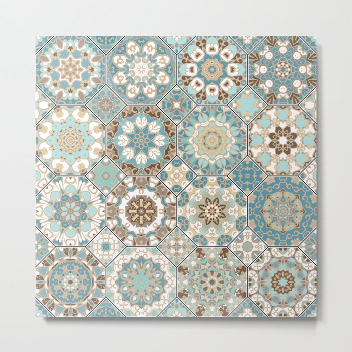 Mediterranean Decorative Tile Print XIV Metal Print