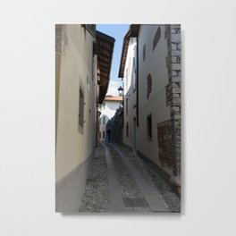 North Italy Life in the center of the lombard medieval city. Walking through narrow streets and walls. Sunny summer day. (vertical) Metal Print | Facade, Traditional, Exterior, Walkway, Sidewalk, Ancient, Mauriziofabbroni, Natisone, Urban, Unesco 