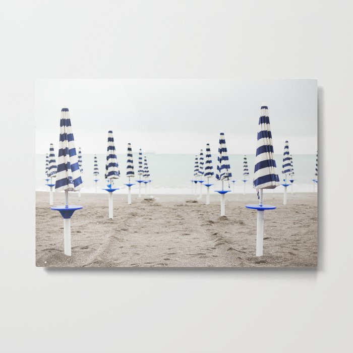 Amalfi Beach Umbrellas Metal Print