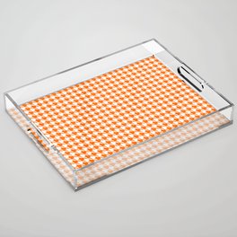 PreppyPatterns™ - Modern Houndstooth - Orange and White Acrylic Tray