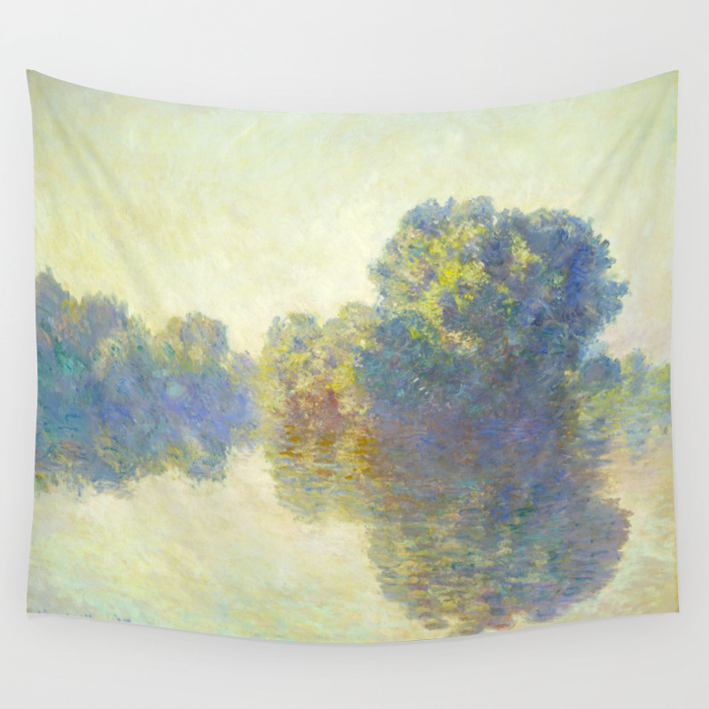 The Seine at Giverny Claude Monet 1897 Oil Painting Nature Lake Landscape Wall Tapestry by EnShape | Society6