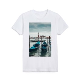 Venice Italy with gondola boats in canals surrounded by beautiful architecture along the grand canal Kids T Shirt