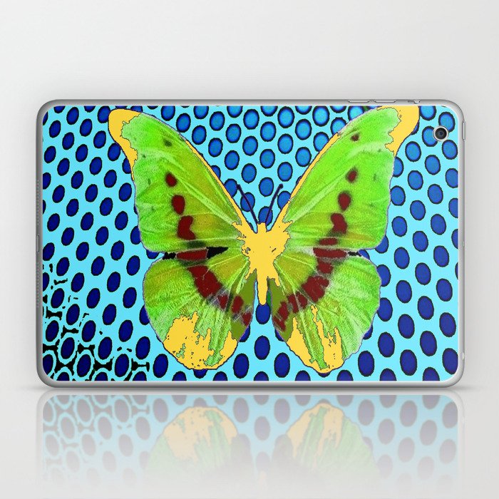 Kiwi Green Color Butterfly Blue Abstract Art Laptop Ipad Skin By