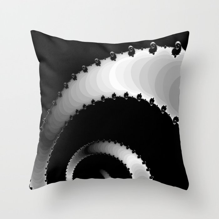 Black and Silver Swirls Throw Pillow