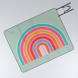 Retro Colorful Rainbow Mint Print Modern Rainbow Picnic Blanket
