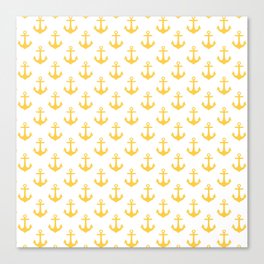 Anchors (Light Orange & White Pattern) Canvas Print