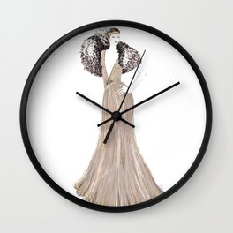 Fashion illustration 1920's dress in taupe Wall Clock