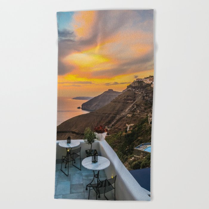 Gorgeous Santorini b Beach Towel