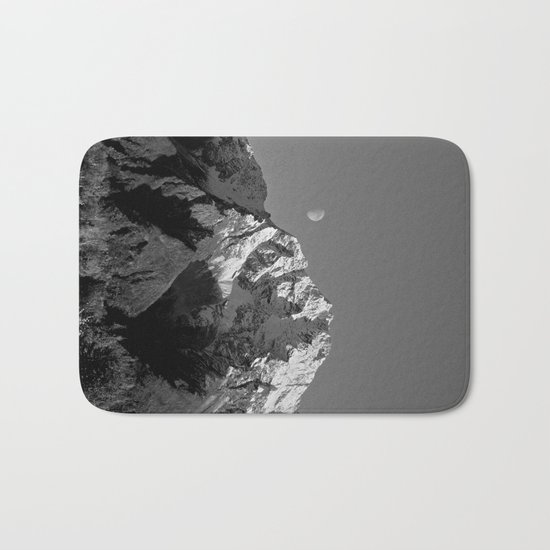 Moon Over Pioneer Peak B&W Bath Mat