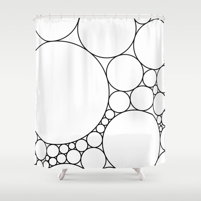 Geometric Abstract - Circles (Black) Shower Curtain
