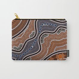 A illustration based on aboriginal style of dot painting depicting river Carry-All Pouch