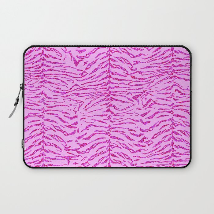 Light Pink Glitter Tiger Print Laptop Sleeve