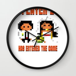 Player 2 Has Entered the Game Wedding Gamer Wall Clock
