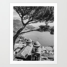 Villa Rufolo Ravello Amalfi Coast Black and White Art Print