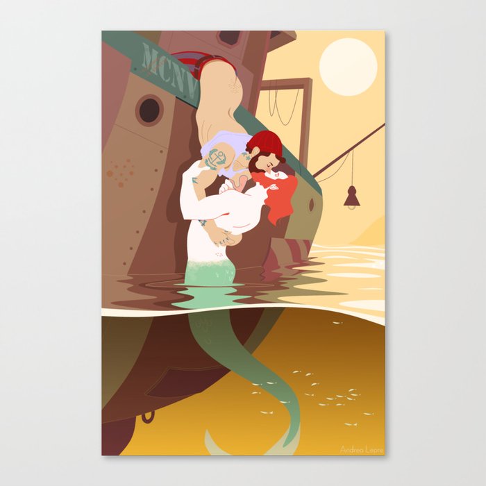 Merman and Sailor Canvas Print